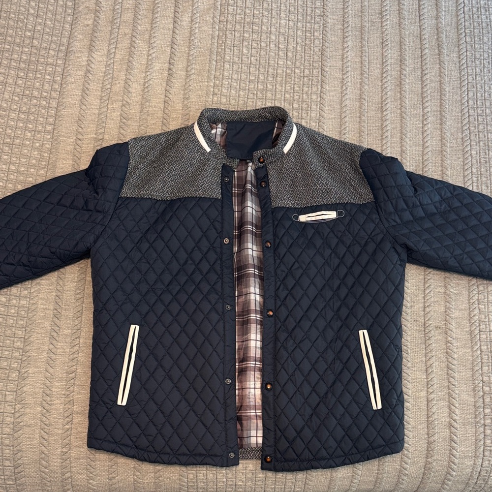 Quilted Black Jacket with Plaid Lining